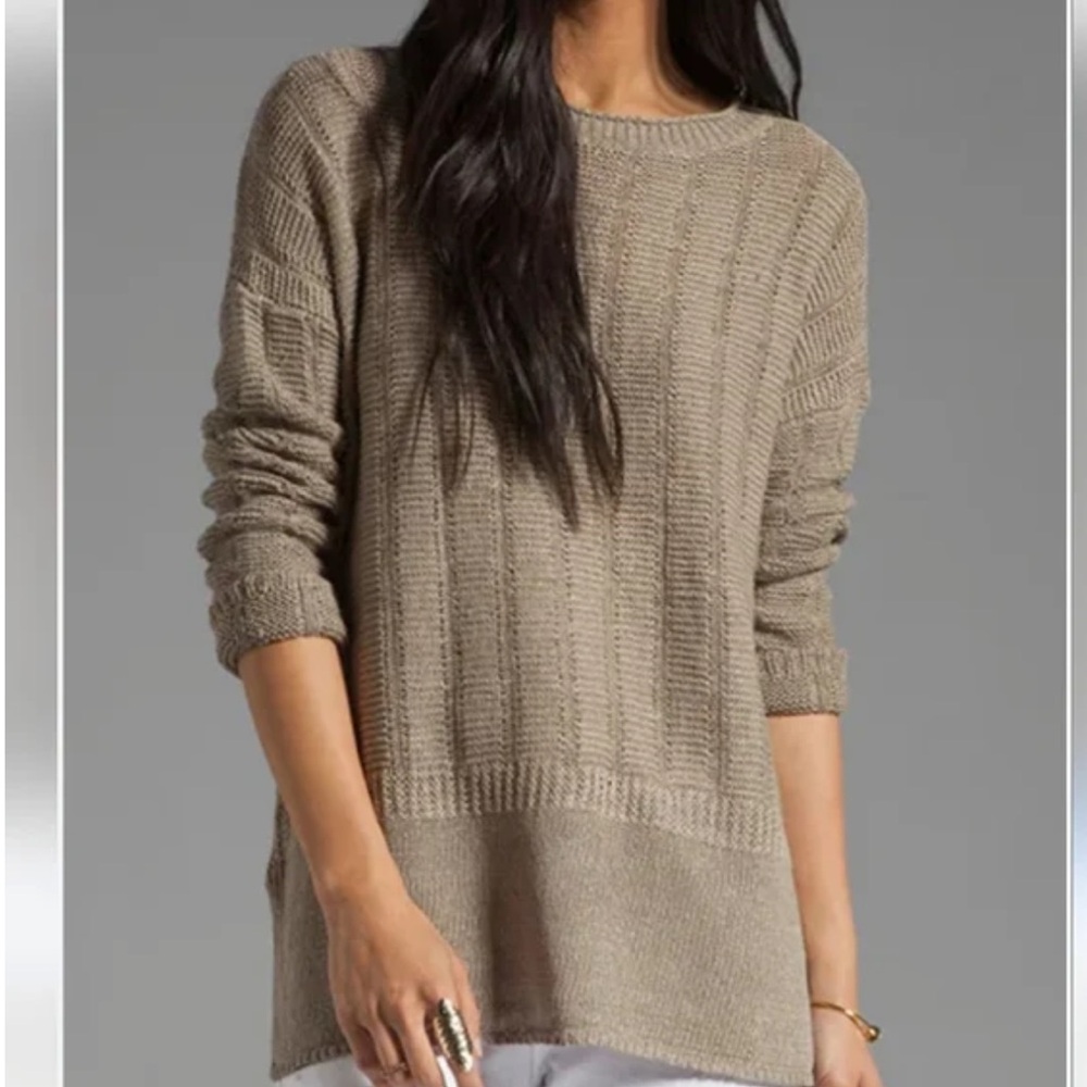 Vince 100% Linen Knit Pullover Crew Neck Sweater